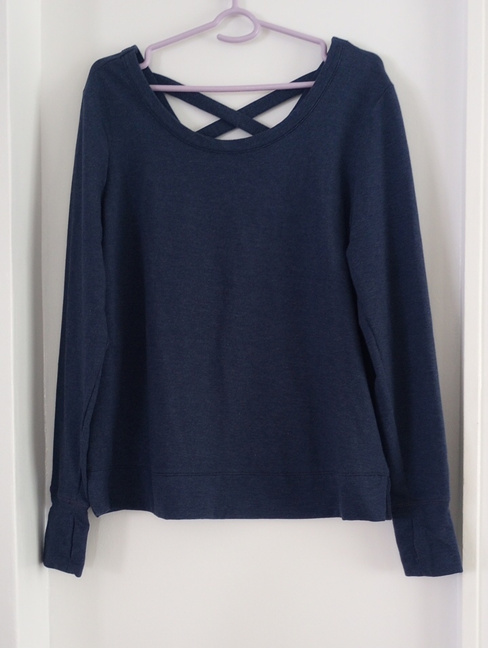 Old Navy Active Cotton Blend Navy Blue Crisscross Back Pullover Sweatshirt Sz M